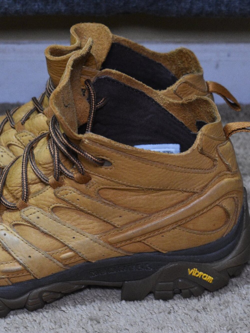 Merrell Moab 2 Decon Slam Luna Mid Wheat Tan Hiking Boots Men's Size 10.5 Vibram - Picture 3 of 8